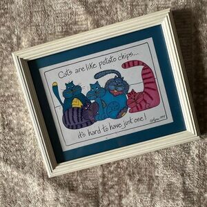 Cats are like potato chips it’s hard to have just one framed cat artwork by Lynn